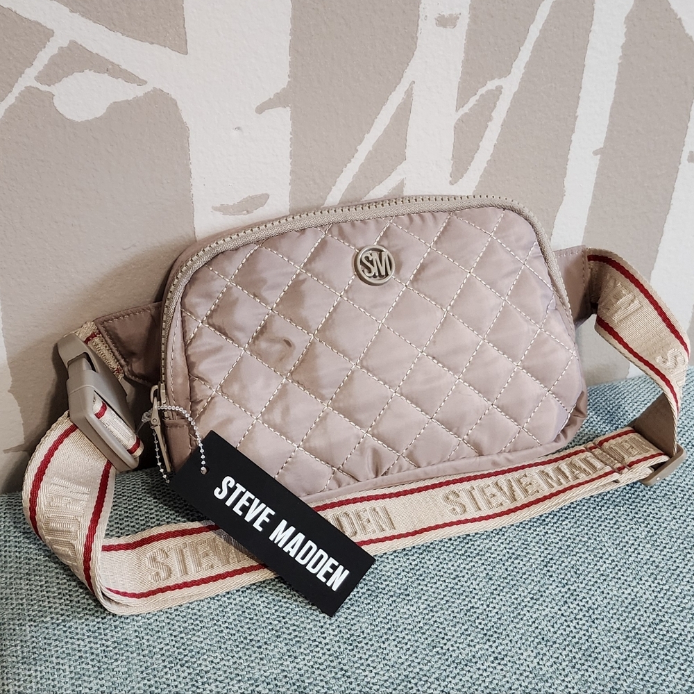 Steve Madden: Quilted Tan Crossbody Bag